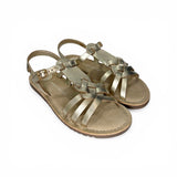 Sandali GIOSEPPO KIDS in pelle metallizzata oro con intreccio