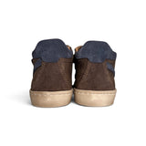 Sneaker DIANETTI  in nubuk e suede testa di moro/blu con velcri