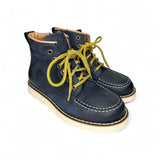 Scarponcini DIANETTI in pelle blu navy con lacci e zip interna