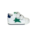 Sneakers primi passi FALCOTTO in pelle bianca/verde/blu con velcri