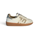 Sneakers BACK70 in suede e pelle bianca/oro con lacci