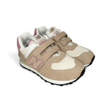 Sneakers ginniche NEWBALANCE 574 rosa antico/beigee con velcro