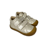 Sneakers Primi Passi LUNELLA in suede laminato platino con velcri