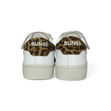 Sneakers SUN68 girl street in pelle bianca e suede maculato con velcro e lacci elastici