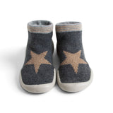 Babbucce-calzino Collégien in caldo cotone grigio/stella oro lurex