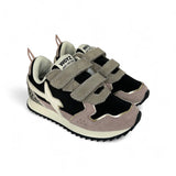 Sneakers ginniche W6YZ in tessuto tecnico nero e suede cipria con velcri