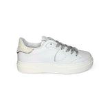 Sneakers PHILIPPE MODEL junior TEMPLE in pelle bianca e glitter bianco