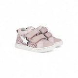 SNEAKERS PRIMI PASSI BALOCCHI in pelle, nubuk e glitter color rosa orchidea con velcri