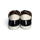 Sneaker DIANETTI in vernice e glitter nero con lacci e zip laterale