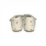 Sandali Primi Passi FALCOTTO in pelle burro e stampa fiori/fenicotteri con fibbia e strap