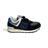 Sneakers ginniche NEWBALANCE 574 nero/antracite/bluette con velcro