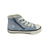 Sneakers NATURINO AYASY mid in tessuto azzurro nuvolato con lacci e zip laterale