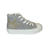 Sneakers NATURINO YLFAS mid in tessuto glitter multicolors con lacci e zip laterale