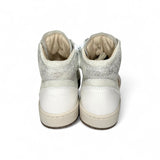 Sneakers CIAO BIMBI basket mid in pelle off white e platino con lacci e zip laterale