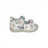 Sandali Primi Passi FALCOTTO in pelle bianca/stampa fiori con strap