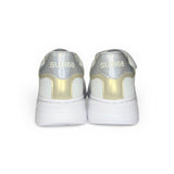 Sneakers SUN68 girl bianca/silver/platino con velcro e lacci elastici