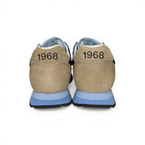 Sneakers ginniche SUN68 kid boy blu navy/beige in suede e nylon con velcro e lacci elastici