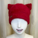 Cappello rosso "gattino" CAPOCUBO in misto lana e angora