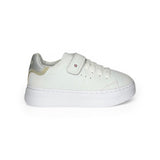 Sneakers SUN68 girl bianca/silver/platino con velcro e lacci elastici