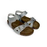 Sandali BIOFASHION in glitter argento con fibbia e velcro