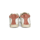 Sneakers primi passi LESCOUCOU in pelle panna/rosè e glitter con velcri