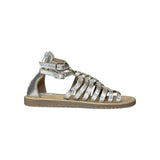 Sandali "romani" GIOSEPPO in pelle metallizzata argento con zip sul tallone