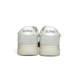 Sneakers SUN68 boy basket in pelle e suede bianco con velcro e lacci elastici