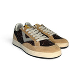 Sneakers 2B12 in suede beie/glitter bronzo con lacci