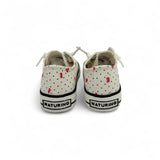 Sneakers NATURINO AYASY in tessuto bianco con cuori e pois con lacci elastici