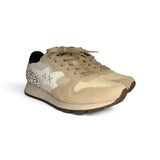 Sneakers ginniche SUN68 teen girl in suede e pelle beige / nylon glitterato con lacci