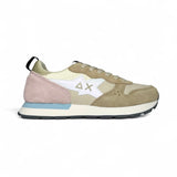 Sneakers ginniche SUN68 teen girl in suede e nylon beige/dettagli rosa con lacci