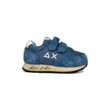 Sneakers ginniche SUN68 First Step boy in suede effetto vintage e nylon avio con velcro