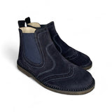 Stivaletti LESCOUCOU stile inglese in suede blu navy con elastico e zip interna