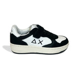 Sneaker SUN68 boy big basket in pelle nera e bianca con lacci elastici e velcro