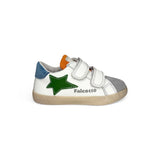 Sneakers primi passi FALCOTTO in pelle bianca/suede grigio con velcri