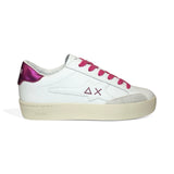 Sneaker SUN68 Street teen girl in pelle bianca e fuxia con lacci