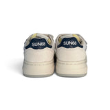 Sneakers SUN68 basket boy in eco pelle e suede bianco con velcri