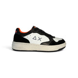 Sneakers SUN68 basket teen boy in eco pelle bianco/nero con lacci