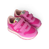Sneakers ginniche SUN68 baby girl in suede e nylon fuxia con velcri