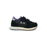 Sneakers ginniche SUN68 baby girl in suede e nylon neri con velcri