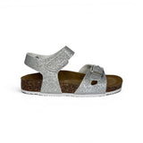 Sandali BIOFASHION in glitter argento con fibbia e velcro