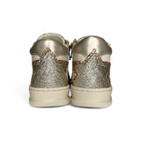 Sneaker BALOCCHI in pelle latte e glitter copper/oro con lacci e zip laterale
