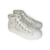 Sneakers NATURINO YLFAS mid in tessuto effetto pizzo con lacci e zip laterale