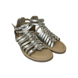 Sandali "romani" GIOSEPPO in pelle metallizzata argento con zip sul tallone