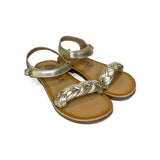 Sandali GIOSEPPO in pelle metallizzata platino intrecciata