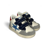 SNEAKERS PRIMI PASSI FALCOTTO in pelle e suede - Panna/Blu/Grigio con velcri