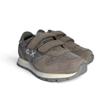 Sneakers ginniche SUN68 girl in suede grigio e nylon glitterato con velcri o velcri e lacci alastici