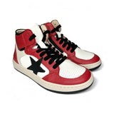 Sneakers CIAO BIMBI basket mid in pelle rossa/bianca/nera con lacci e zip laterale