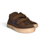 Sneaker DIANETTI  in nubuk e suede testa di moro/blu con velcri