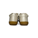 Sneakers Primi Passi LUNELLA in suede laminato platino con velcri